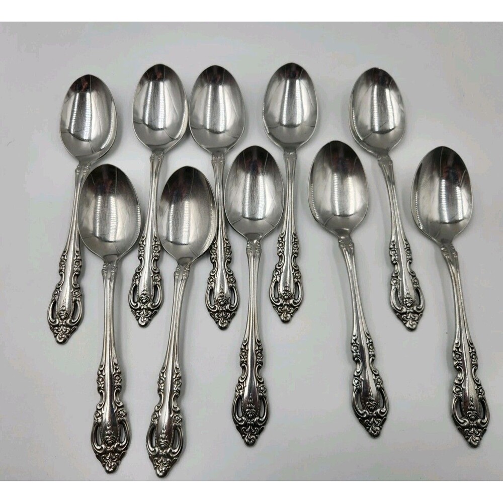 10 Oneida Community Brahms Stainless Steel Flatware Soup Spoons Dinner 6 7/8"